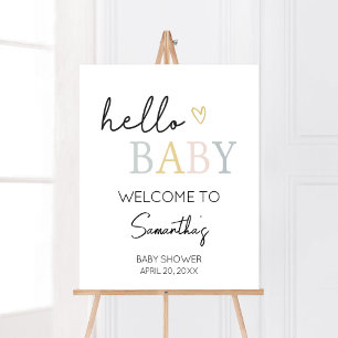 Affiche Bonjour Baby Neutral Minimaliste Bienvenue