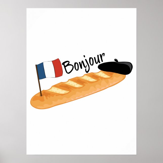 Affiche Bonjour Baguette - Drôle Français (Devant)