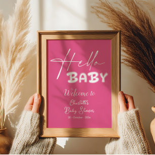 Affiche Bonjour Bébé Élégante Fête de Naissance Bienvenue 
