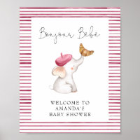 Bonjour Bebe French Elephant Baby shower de bienve