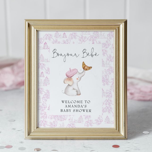 Affiche Bonjour Bebe Rose French Girl Baby shower d'accuei (Créateur téléchargé)