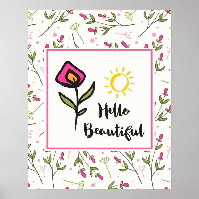 Affiche Bonjour Belle Jolie Fleurs sauvages et Soleil (Devant)