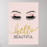 Bonjour Belle Lashes Gold Typographie Salon
