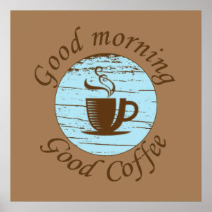 Affiche bonjour bon café drôle