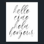 Affiche Bonjour Ciao Hola Bonjour Aquarelle Script<br><div class="desc">Bonjour Ciao Hola Bonjour Aquarelle Script</div>