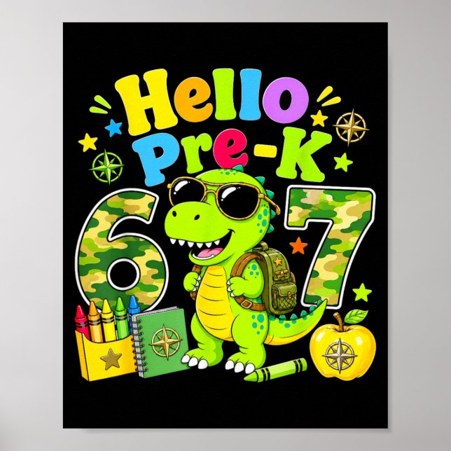 Affiche Bonjour deuxième année 67 T-Rex Léopard Rose Premi (Devant)
