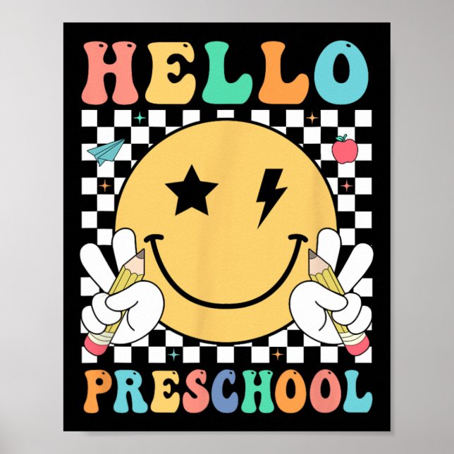 Affiche Bonjour Enseignant Maternelle Équipe Enfants Pré-m (Devant)