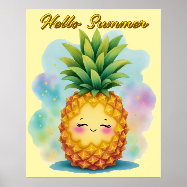 Affiche Bonjour Été Happy Pineapple (Devant)