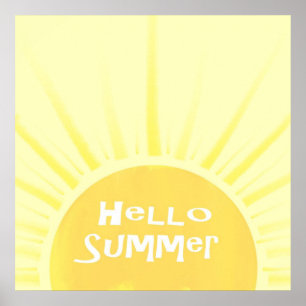 Affiche Bonjour été peinture de soleil art