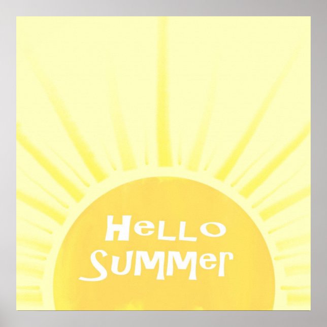 Affiche Bonjour été peinture de soleil art (Devant)