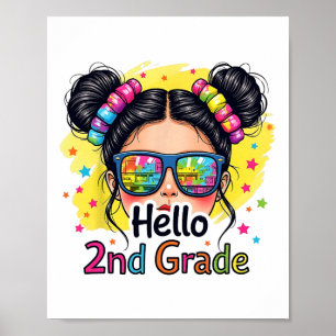 Affiche Bonjour fille de 2e année chignon de cheveux désor