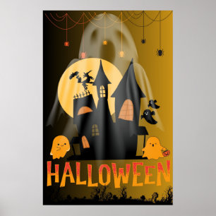 Affiche Bonjour Halloween, mignonne et horreur Boo Graphis