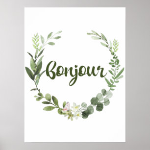 Affiche Bonjour Hello French