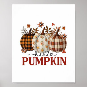 Affiche Bonjour imprimé léopard citrouille pour Thanksgivi