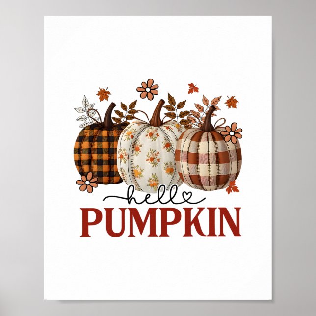 Affiche Bonjour imprimé léopard citrouille pour Thanksgivi (Devant)