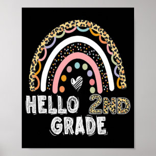 Affiche Bonjour Leopard Rainbow 2e année Retour à l'école 