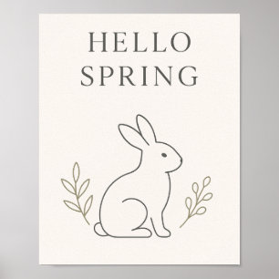 Affiche Bonjour Ligne Artistique Minimaliste de Lapin de P