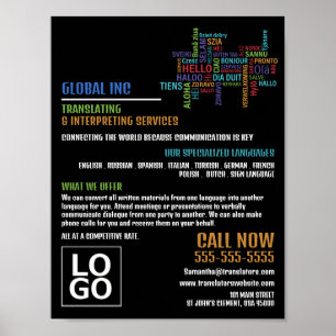 Affiche Bonjour logo, traducteur et interprète