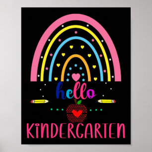 Affiche Bonjour maternelle arc-en-ciel premier jour de ret