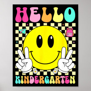 Affiche Bonjour maternelle sourire rétro visage retour à l