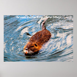 Affiche Bonjour Noël Grand-père Hunter Gatherer