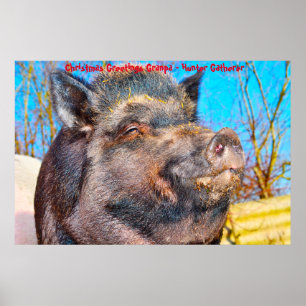 Affiche Bonjour Noël Grand-père Hunter Gatherer