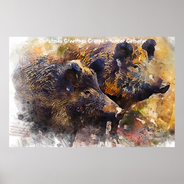 Affiche Bonjour Noël Grand-père Hunter Gatherer (Devant)