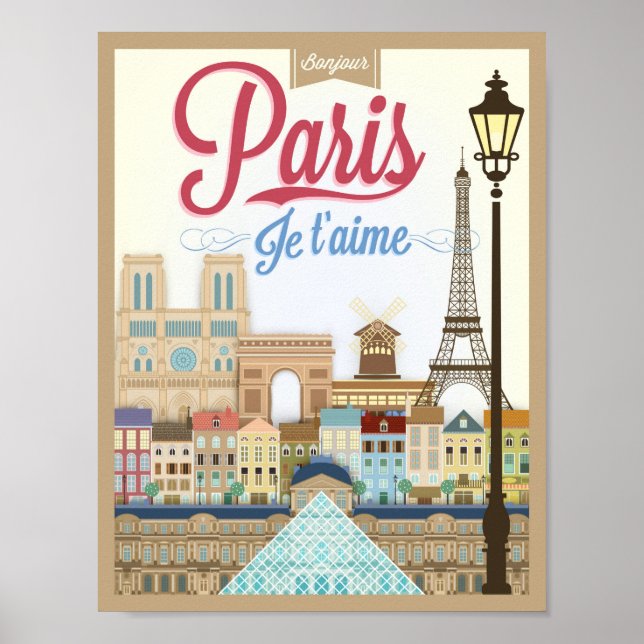 Affiche Bonjour Paris Travel (Devant)