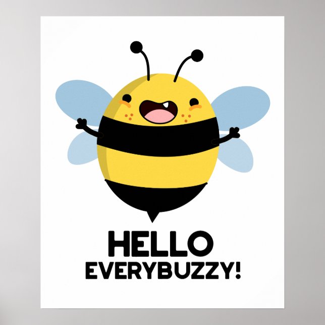 Affiche Bonjour Partout Buzzy Funny Bee Pun (Devant)
