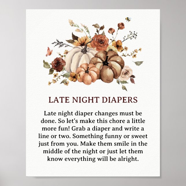 Affiche Bonjour Petit Citrouille Bébé Automne Shower Couch (Devant)