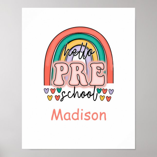 Affiche Bonjour Pré-école Arc en Ciel Commencer pré-école (Devant)