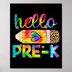 Affiche Bonjour Pré-k Crayon Teinture Retour À L'École Pré