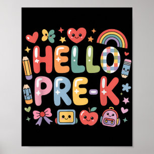 Affiche Bonjour Pré-k Retour À L'École Enseignant Fun Gra