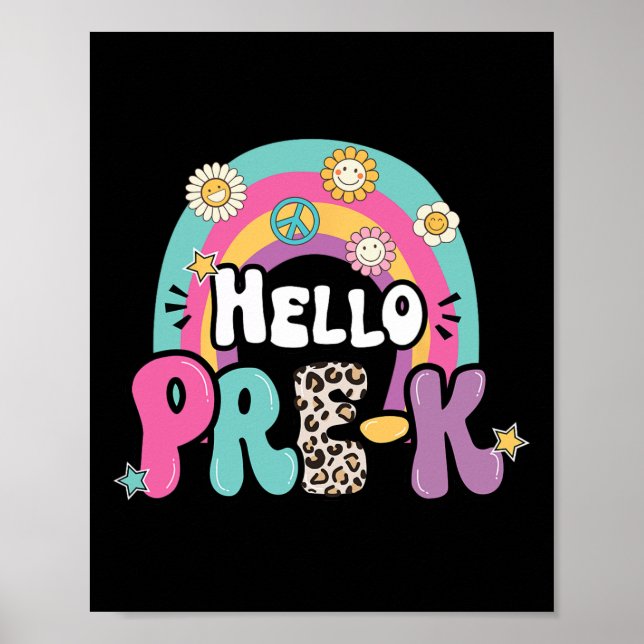 Affiche Bonjour Pré-K Retour À L'École Enseignants Enfants (Devant)