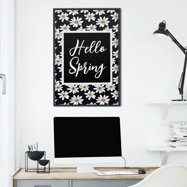Affiche Bonjour Printemps Faisy Daisy Motif Floral (Créateur téléchargé)