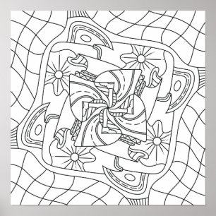Affiche Bonjour Printemps : Page de coloriage pour adultes