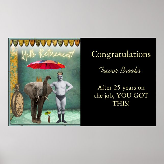 Affiche Bonjour Retraite drôle Personnalisé (Devant)