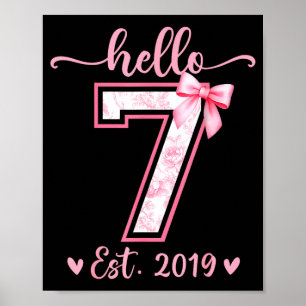 Affiche Bonjour sept est 2019 7e anniversaire fille coquet