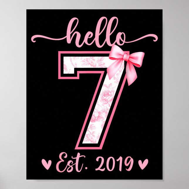 Affiche Bonjour sept est 2019 7e anniversaire fille coquet (Devant)