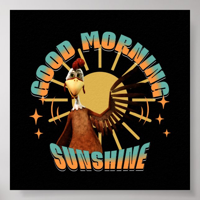 Affiche Bonjour Soleil Coq Drôle (Devant)