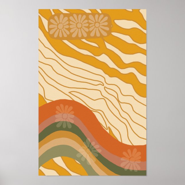 Affiche Bonjour Soleil - Fille Fleur Rétro (Devant)
