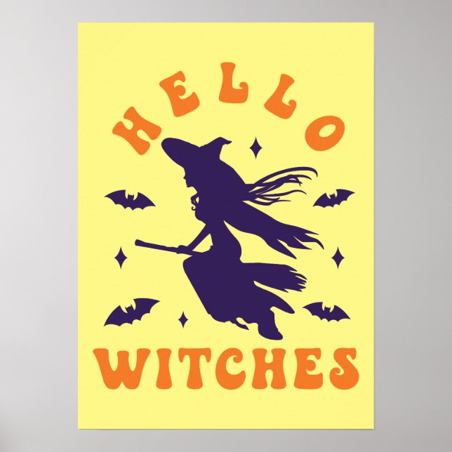 Affiche Bonjour sorcières - Drôle Halloween (Devant)