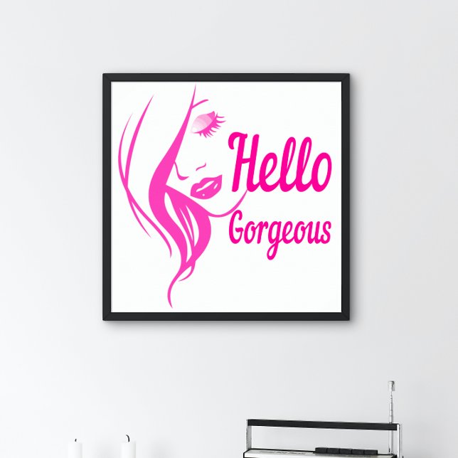 Affiche Bonjour Superbe Dame Visage Dessin Typographie (Créateur téléchargé)