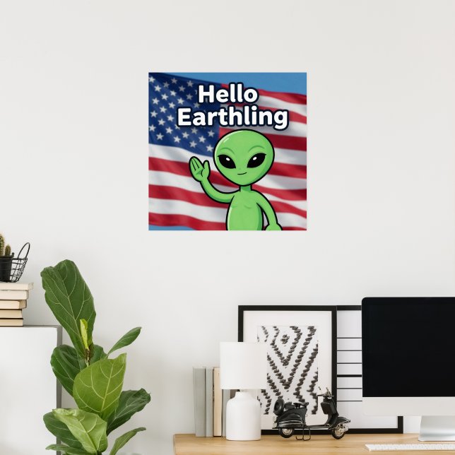 Affiche Bonjour Terrien (Bureau à domicile)