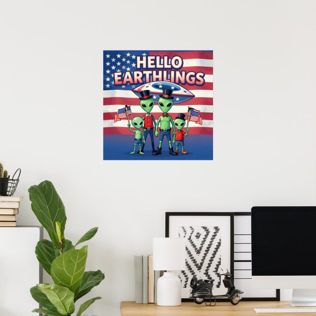 Affiche Bonjour Terriens (Bureau à domicile)