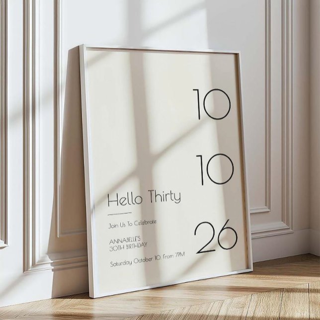 Affiche Bonjour Trente Anniversaire Minimaliste Moderne 30 (Créateur téléchargé)