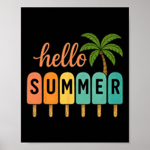 Affiche Bonjour Vacances d'été à la plage Glace Sucette Gi