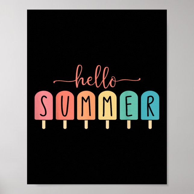 Affiche Bonjour Vacances Été Glace Crème Popsicle Ice Loll (Devant)
