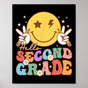 Affiche Bonjour visage sourire hippie de deuxième année vi