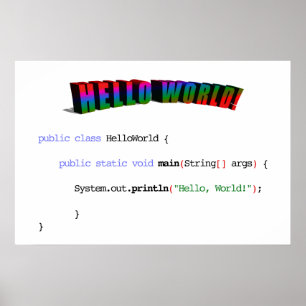 Affiche Bonjour World geek saluant Java